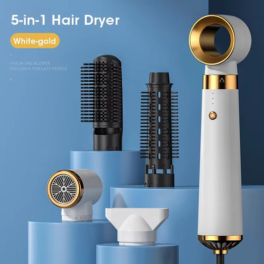 Multifunction Hair Dryer 5 in 1 Hot Air Comb Automatic Curling Rod Straight Hair Comb Hair Dryer Salon Style Tool Fast Dry