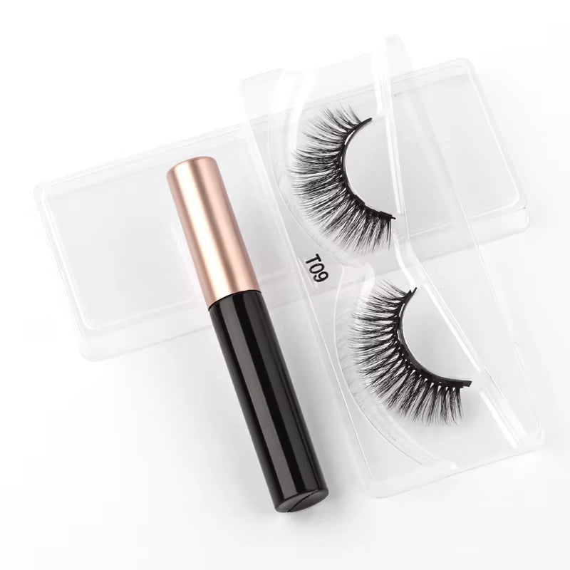 1 Pair False Eyelashes Set Magnetic Eyelashes Magnetic Liquid Eyeliner Set Waterproof Long-Lasting False Eyelash Extension