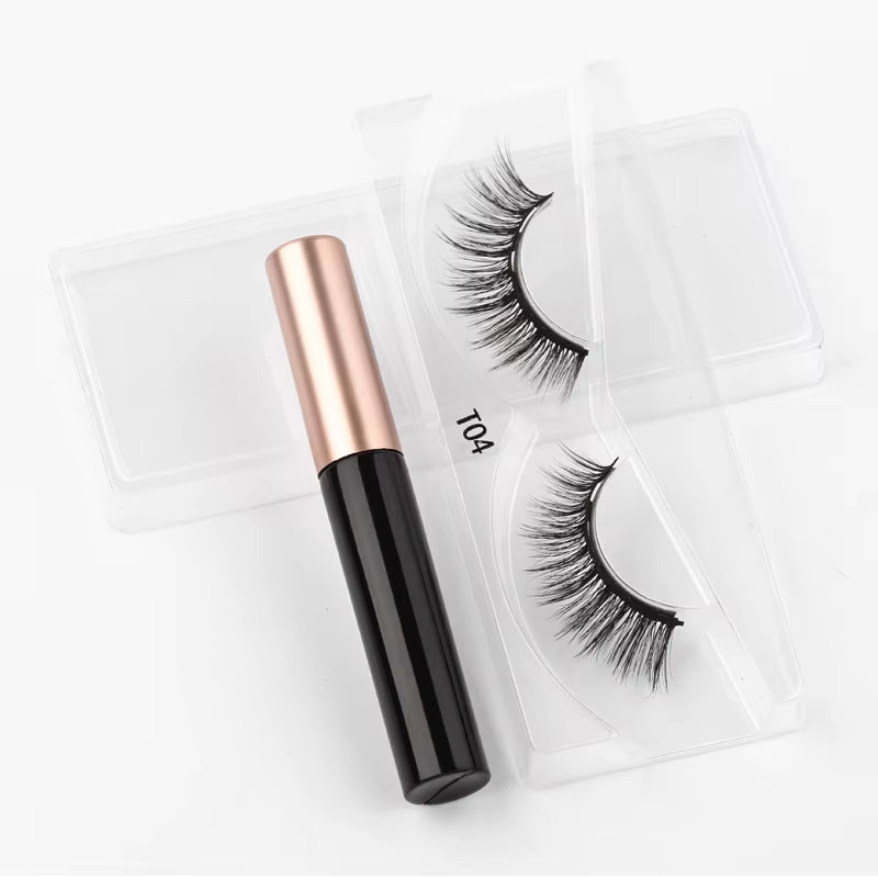 1 Pair False Eyelashes Set Magnetic Eyelashes Magnetic Liquid Eyeliner Set Waterproof Long-Lasting False Eyelash Extension