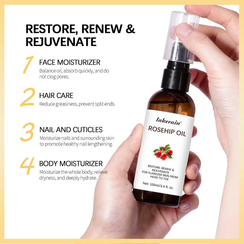 Organic Rosehip Oil Rose Hips Face Oils 30Ml Fast-Absorbing for Anti-Aging Scar Treatment Skin Care Moisturizer Face Oil