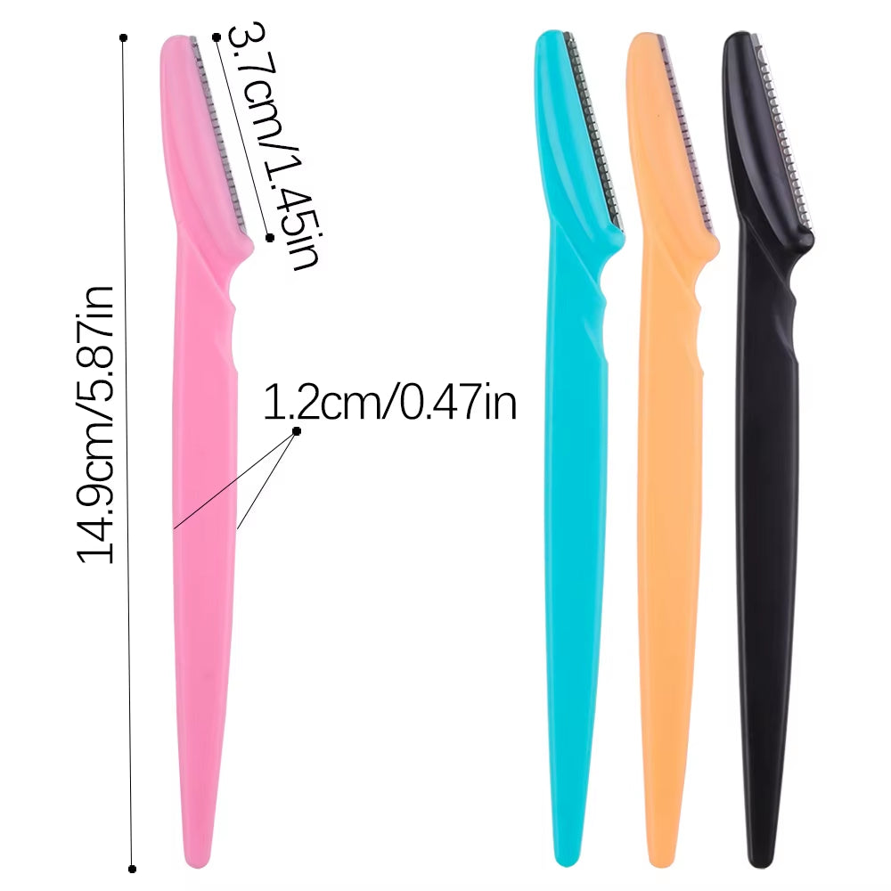 3/10Pcs Stainless Steel Eyebrow Razors for Women and Men - Multipurpose Exfoliating Dermaplaning Tools with Protective Cap