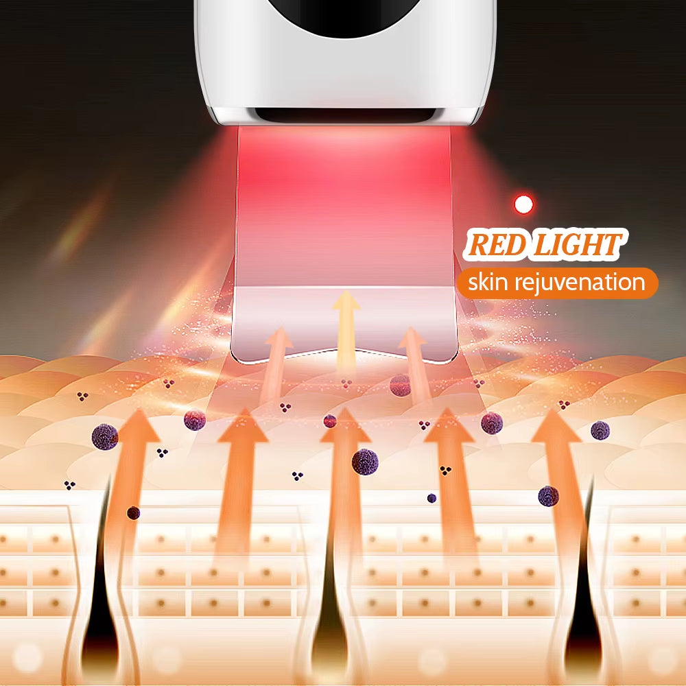 Ultrasonic Skin Scrubber 5 Modes LED Red Blue Light EMS Face Lift Blackhead Remover Acne Pore Cleaning Peeling Machine Shovel