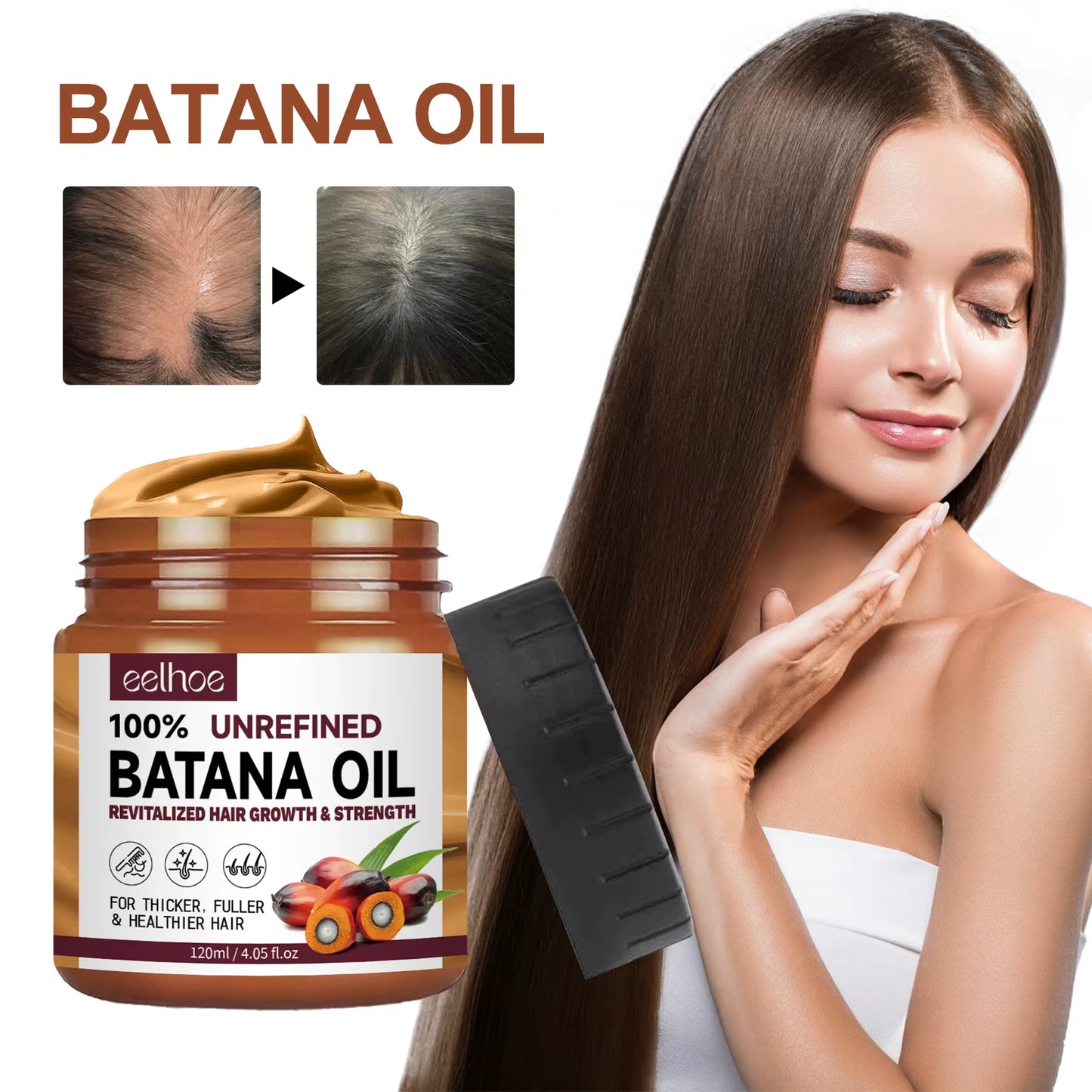 100% Pure Organic Hair Mask Batana Oil Hair Growth Oil Natural Treatment Nourish Reduce Hair Loss Anti-Breakage Hair Conditioner