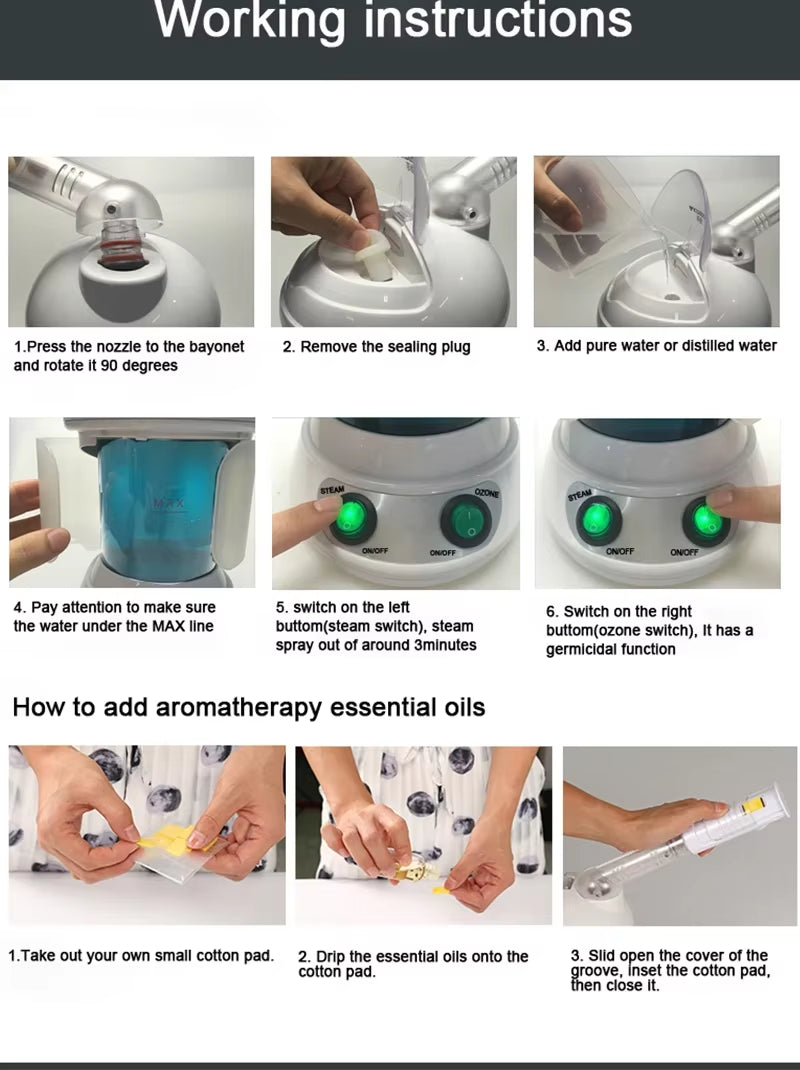 Facial Steamer Nano Ionic Face Steamer with Extendable 360° Rotating Arm Portable Facial Steamer for Skin Care at Home or Salon