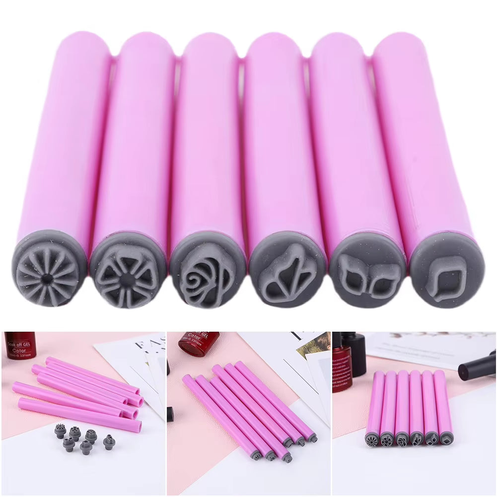6PCS Nail Art Stamp Pen Set with Simple Design Nail Art Pen Set Easy to Use Nail Graffiti Nail Art Dotting Tools Home DIY