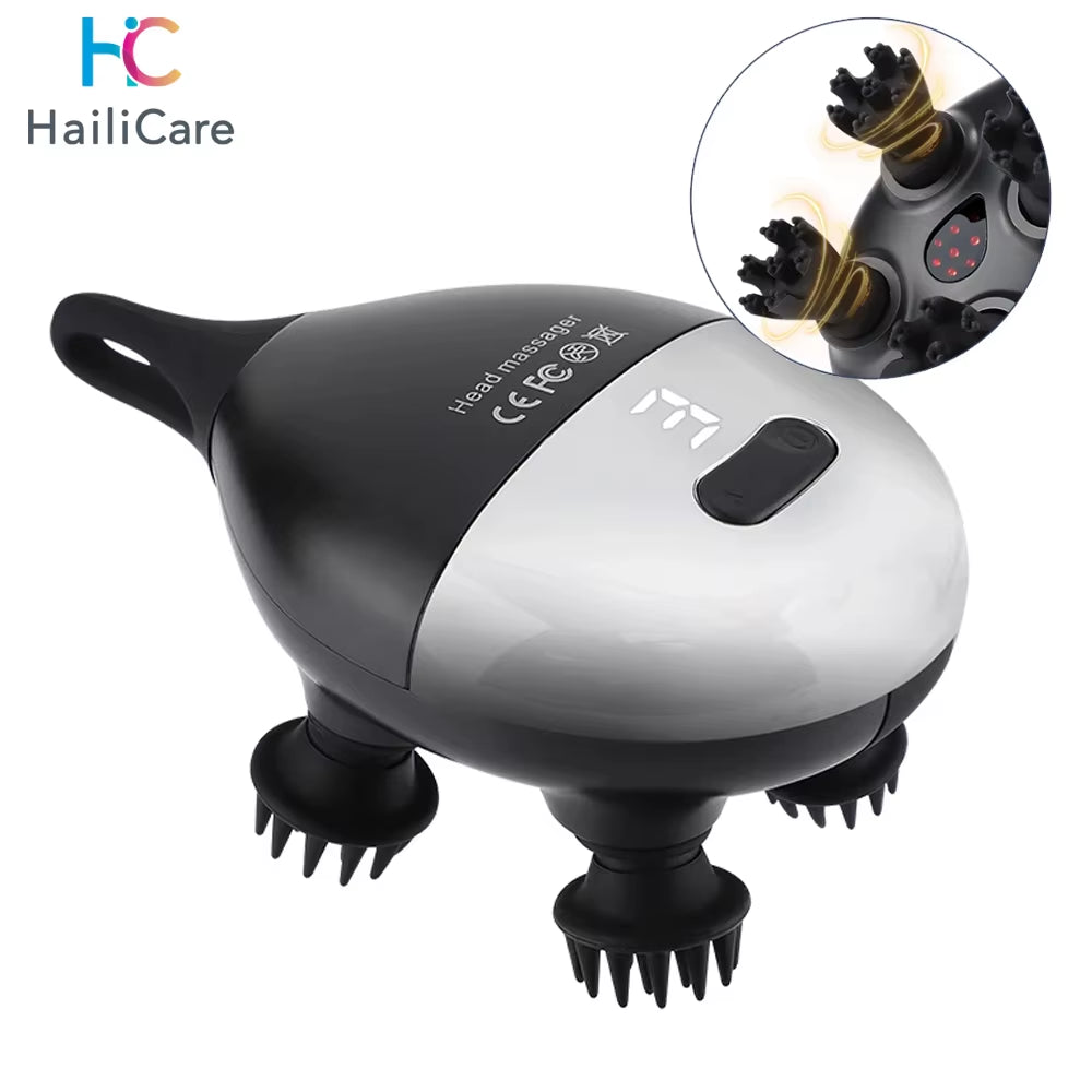 Head Massager with Adjustable Speed for Scalp Massage Red Light for Hair Care Soft Silicone for Deep Kneading of the Head