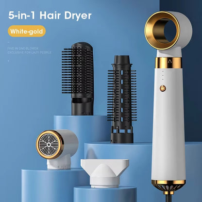 Multifunction Hair Dryer 5 in 1 Hot Air Comb Automatic Curling Rod Straight Hair Comb Hair Dryer Salon Style Tool Fast Dry