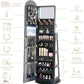 Arched Rotating Jewelry Cabinet with LED Lighted Full Length Mirror & Built-In LED Vanity Mirror, Lockable Standing Jewelry Armoire, Large Storage Organizer for Jewelry (Black)