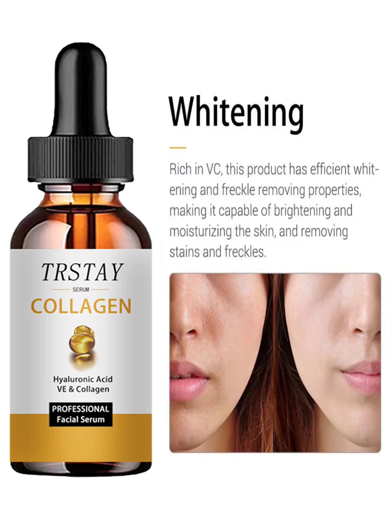 Hyaluronic Acid Ve&Collagen Facial Essence Hyaluronic Acid Essence Shrinks Pores, Reduces Fine Lines, Nourishes Skin, and Cleans