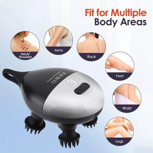 Head Massager with Adjustable Speed for Scalp Massage Red Light for Hair Care Soft Silicone for Deep Kneading of the Head