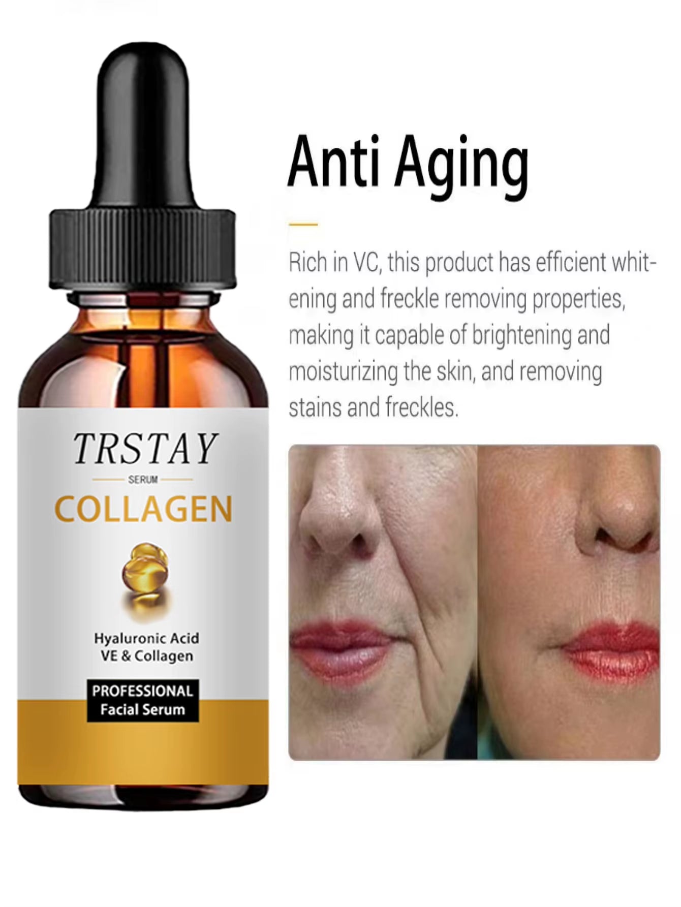 Hyaluronic Acid Ve&Collagen Facial Essence Hyaluronic Acid Essence Shrinks Pores, Reduces Fine Lines, Nourishes Skin, and Cleans