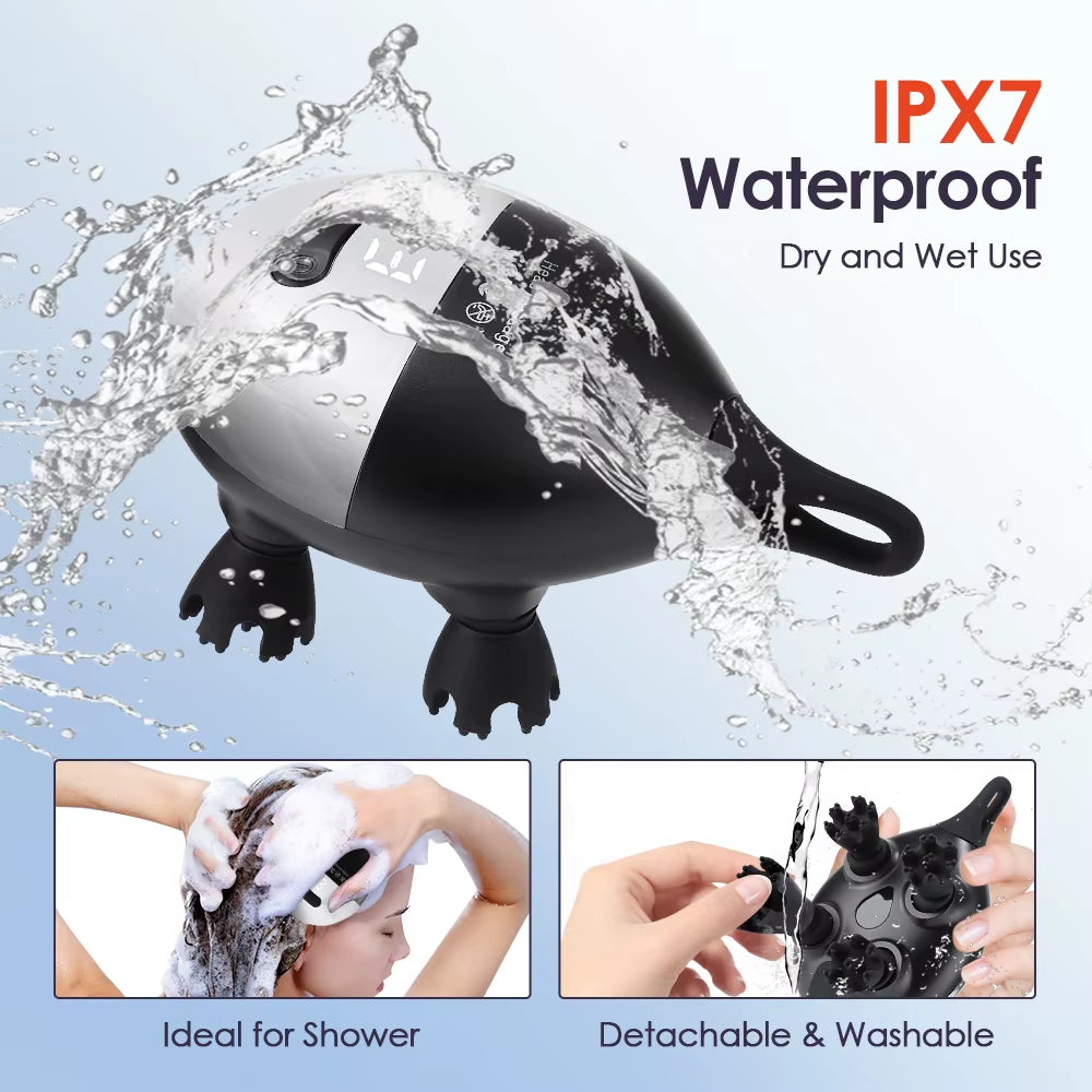 Head Massager with Adjustable Speed for Scalp Massage Red Light for Hair Care Soft Silicone for Deep Kneading of the Head