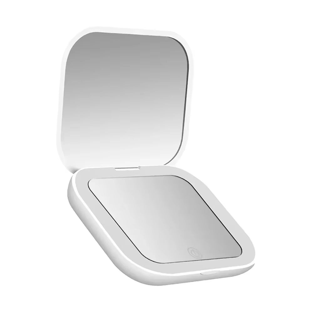 USB Portable Hand Held Pocket Makeup Mirror LED Vanity Mirror with Touch Screen Dimming Makeup Mirror