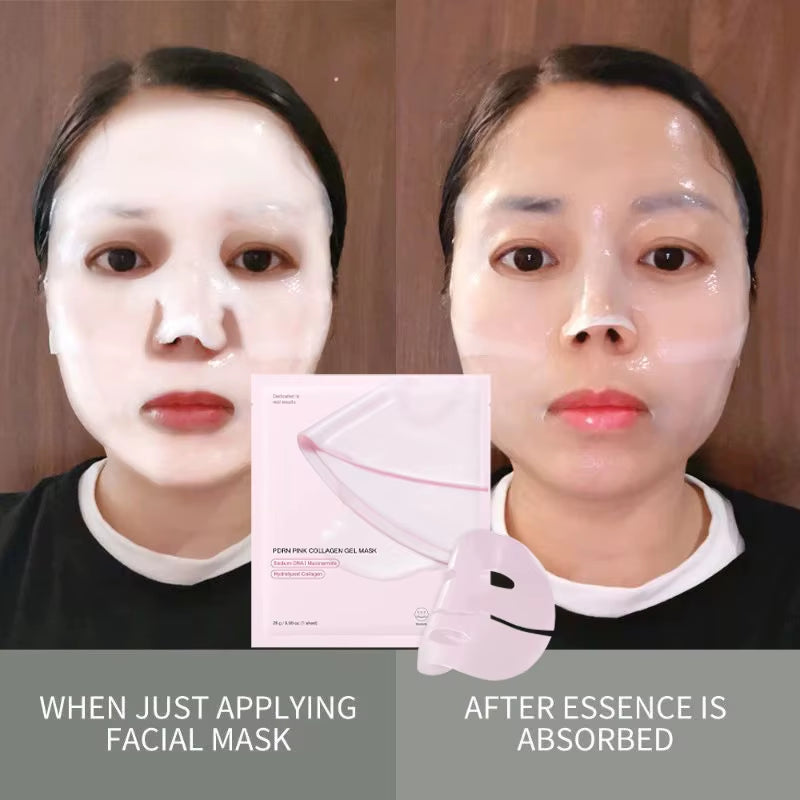 Pink Collagen Gel Salmon Pdrn Facial Mask,Deep Hydrating,Moisturizing and Firming Hydrogel Jelly Face Sheeets,Balance Skin Tone