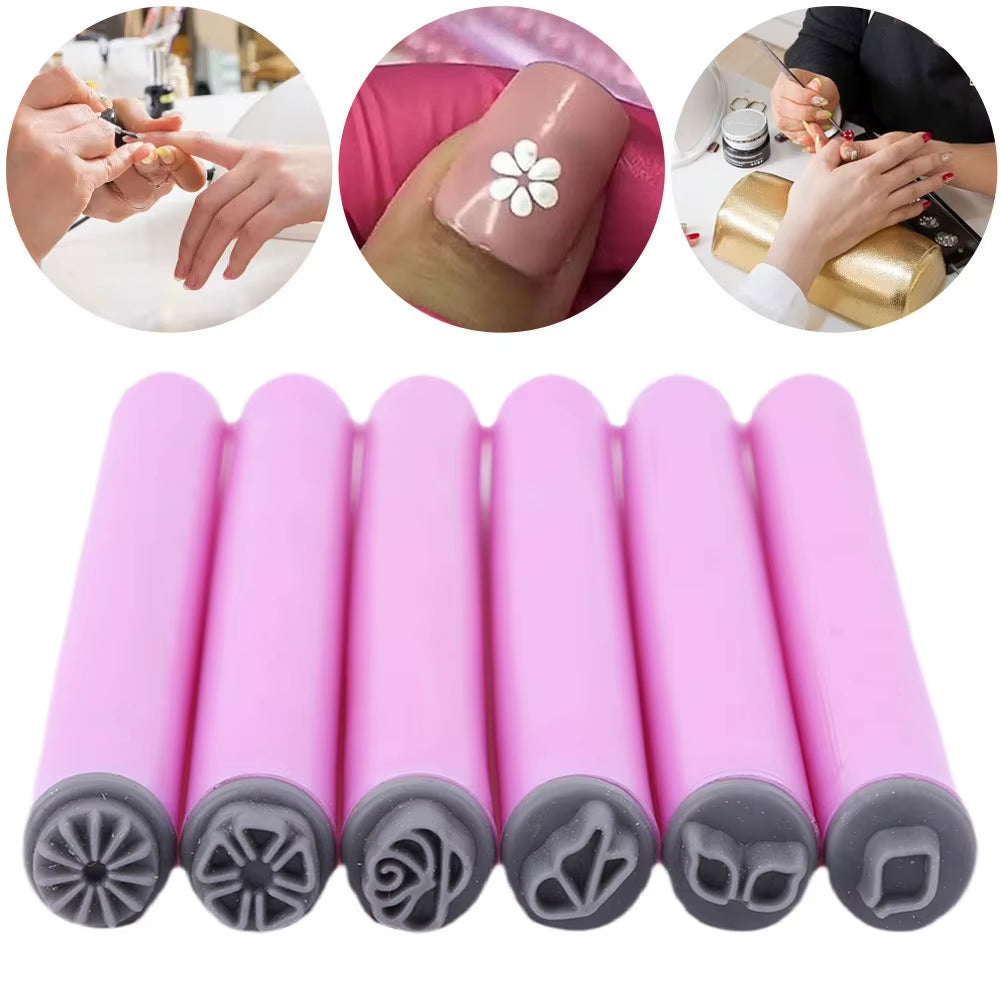 6PCS Nail Art Stamp Pen Set with Simple Design Nail Art Pen Set Easy to Use Nail Graffiti Nail Art Dotting Tools Home DIY