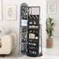 Arched Rotating Jewelry Cabinet with LED Lighted Full Length Mirror & Built-In LED Vanity Mirror, Lockable Standing Jewelry Armoire, Large Storage Organizer for Jewelry (Black)