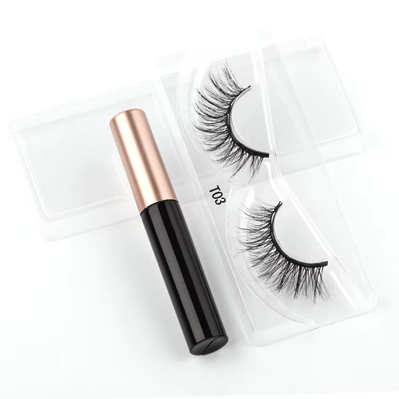 1 Pair False Eyelashes Set Magnetic Eyelashes Magnetic Liquid Eyeliner Set Waterproof Long-Lasting False Eyelash Extension