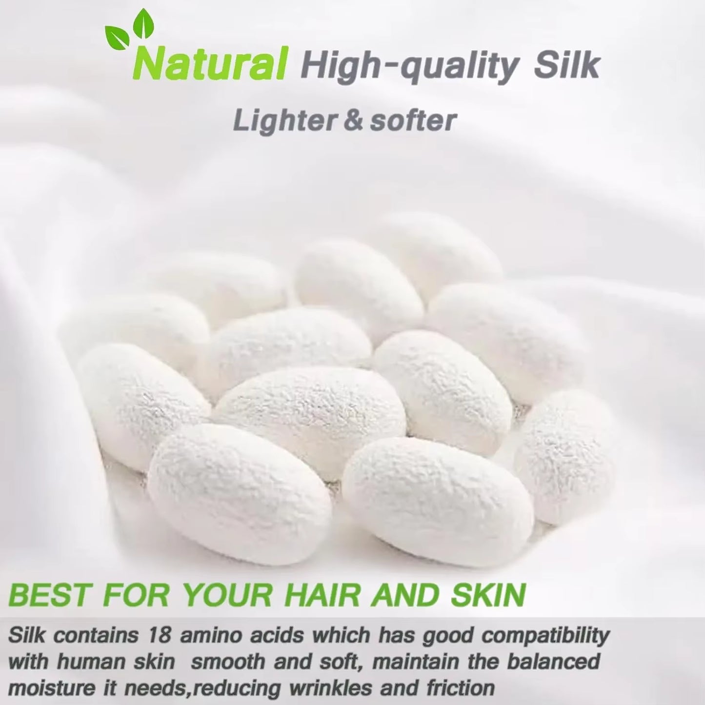 100% Pure Real Silk Pillowcase Two Sides Natural Mulberry Silk Pillow Case with Hidden Zipper Soft Breathable Good for Hair&Skin