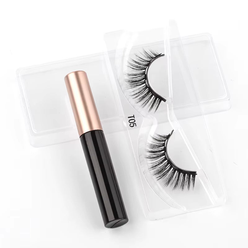 1 Pair False Eyelashes Set Magnetic Eyelashes Magnetic Liquid Eyeliner Set Waterproof Long-Lasting False Eyelash Extension