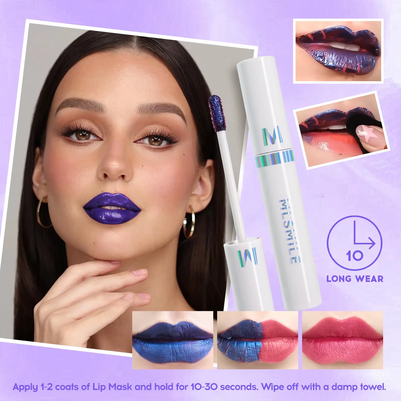 Cracking Lip Stain Wipe off Pink Lip Tint Transfer Proof Lasting Non-Stick Cup Peel off Metallic Lip Mask Waterproof Cosmetics