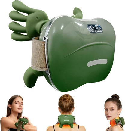 Bionic Heated Massager, Wireless Portable Shiatsu Neck and Back Massager, Electric Deep Tissue 4D Kneading Massage, Simulated Human Hand Design for Pain Relief and Muscle Relax (Green)