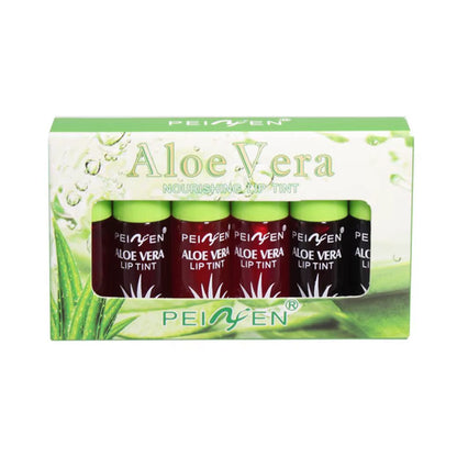6 Color Lip Tint Stain Set Plumping Liquid Lipstick Aloe Vera Watery Lip Stain Lip Gloss Multi-Use Moisturizing Lip & Cheek Tint