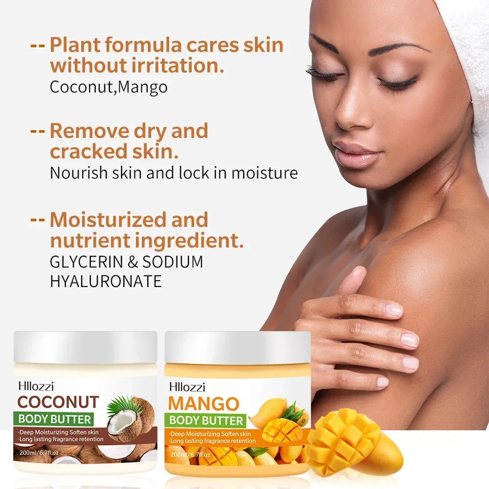 200Ml High Moisturizing Body Butter Cream Coconut Mango Flavor Body Cream Moisturizing and Nourishing Body Repair Cream