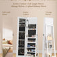 6-LED Jewelry Armoire with Full-Length Mirror, 360° Swivel Storage Cabinet, White