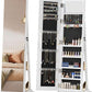 6-LED Jewelry Armoire with Full-Length Mirror, 360° Swivel Storage Cabinet, White