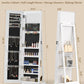 6-LED Jewelry Armoire with Full-Length Mirror, 360° Swivel Storage Cabinet, White