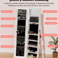6-LED Jewelry Armoire with Full-Length Mirror, 360° Swivel Storage Cabinet, White
