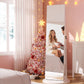 6-LED Jewelry Armoire with Full-Length Mirror, 360° Swivel Storage Cabinet, White