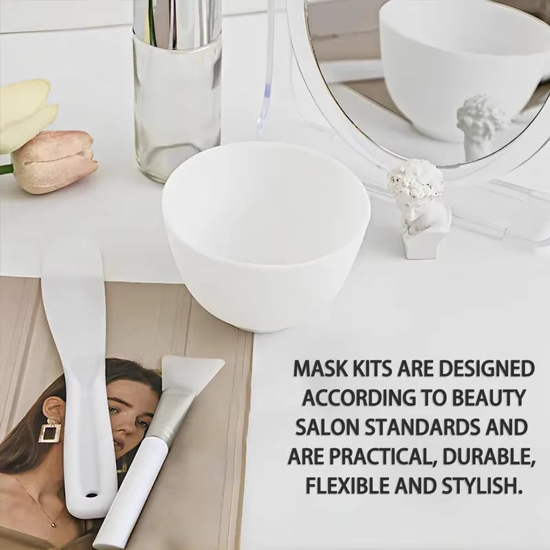 3/4Pcs Face Mask Brush Set Reusable Mask Mixing Bowl Facial Applicator Spatula Stirring Soft Fan Facial Brushes Makeup Supplies