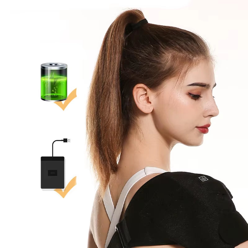 USB Electric Shoulder Brace Amr Pad 3 Gear Heated Massage Shoulder Support Massage Belt Gifts Health Care Keep Warm