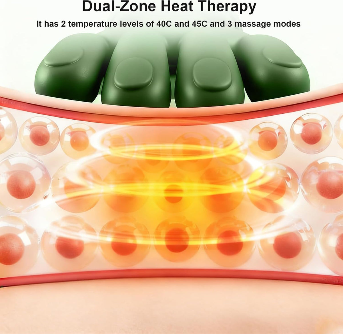 Bionic Heated Massager, Wireless Portable Shiatsu Neck and Back Massager, Electric Deep Tissue 4D Kneading Massage, Simulated Human Hand Design for Pain Relief and Muscle Relax (Green)