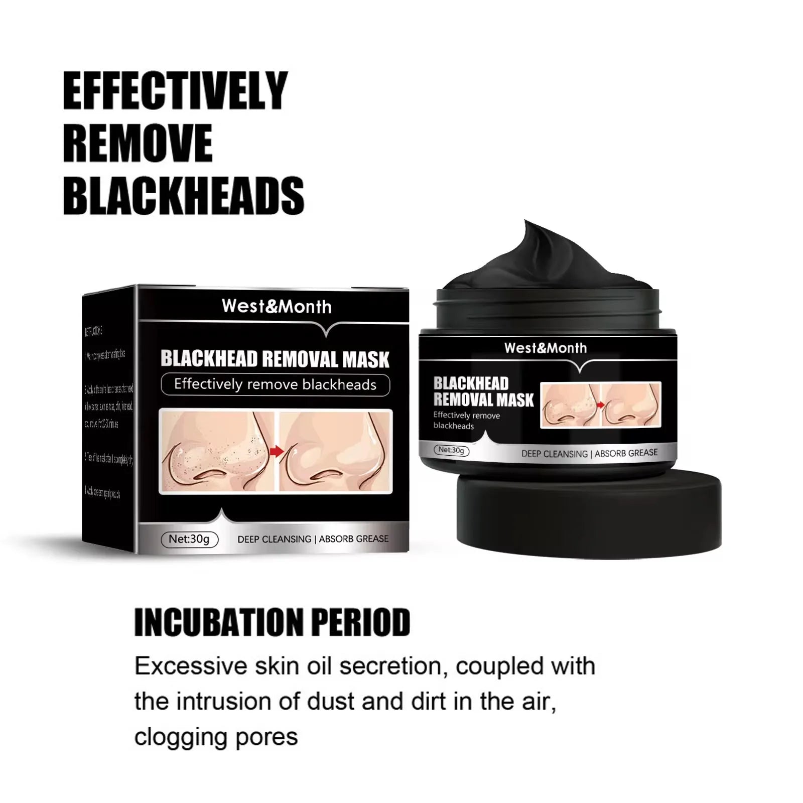 Bamboo Charcoal Blackheads Remover Mask Acne Oil Control Shrinking Pore Moisturizing Nose Black Dots Deep Cleaning Peel off Mask