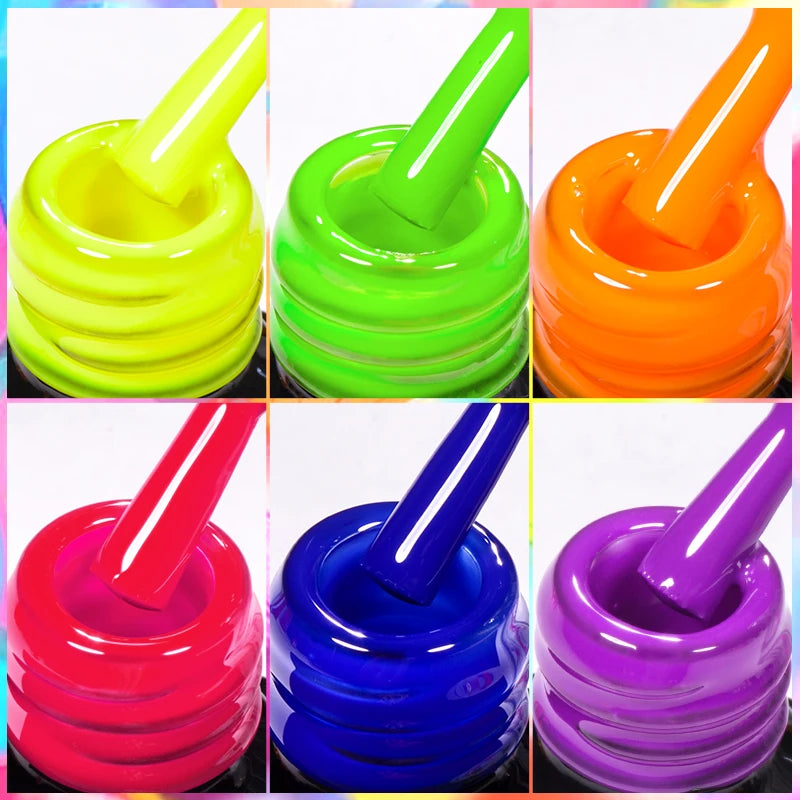 7Ml Fluorescent Gel Nail Polish Vernis Summer Neon Semi Permanent UV Gel Varnish Nail Art Manicure for Nails
