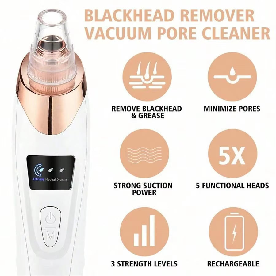 Electric Facial Skin Care Pore Removal Cleanser Vacuum Acne Removal for Deep Facial Pores 5 Suction Power Blackhead Remover Pore