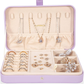 Small Jewelry Travel Case with Ring Holder, Earring Storage, Necklace Hooks & Removable Dividers, Lavender