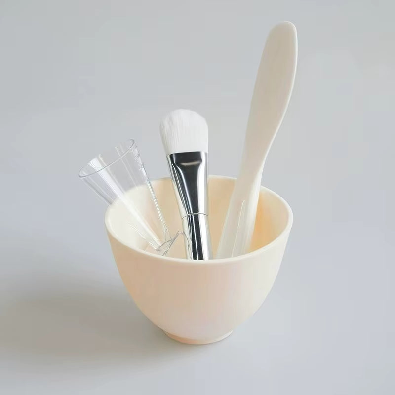 3/4Pcs Face Mask Brush Set Reusable Mask Mixing Bowl Facial Applicator Spatula Stirring Soft Fan Facial Brushes Makeup Supplies