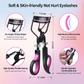 Eyelash Curlers Kit for Women W Lash Curler, Eyelash Comb Seperator, Eyeshadow Brush, Eyelash Extension Tweezers, Foldable Eyebrow Razor Comb, 10 Silicone Refills Pads for Natural Eyelashes