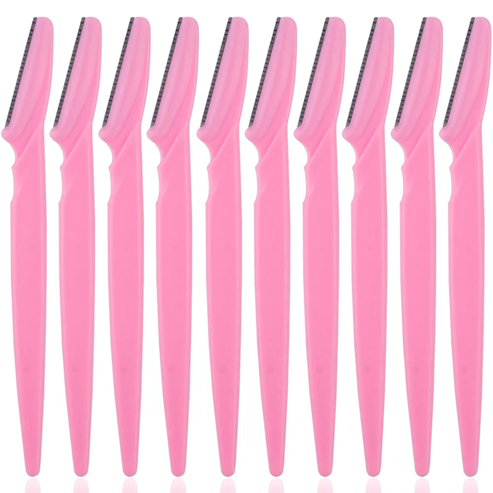 3/10Pcs Stainless Steel Eyebrow Razors for Women and Men - Multipurpose Exfoliating Dermaplaning Tools with Protective Cap