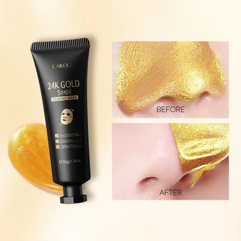 24K Gold Snail Collagen Peel off Tearing Face Mask Deep Cleansing Remove Blackhead Face Care 50G