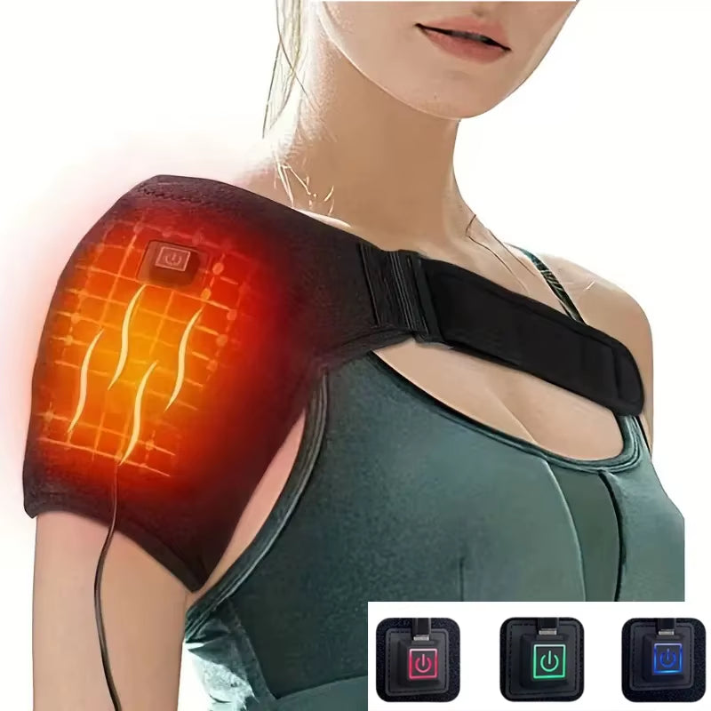 USB Electric Shoulder Brace Amr Pad 3 Gear Heated Massage Shoulder Support Massage Belt Gifts Health Care Keep Warm