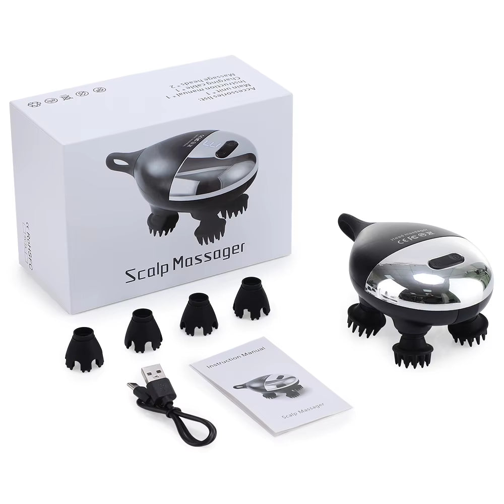 Head Massager with Adjustable Speed for Scalp Massage Red Light for Hair Care Soft Silicone for Deep Kneading of the Head