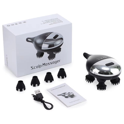 Head Massager with Adjustable Speed for Scalp Massage Red Light for Hair Care Soft Silicone for Deep Kneading of the Head