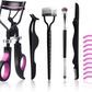 Eyelash Curlers Kit for Women W Lash Curler, Eyelash Comb Seperator, Eyeshadow Brush, Eyelash Extension Tweezers, Foldable Eyebrow Razor Comb, 10 Silicone Refills Pads for Natural Eyelashes