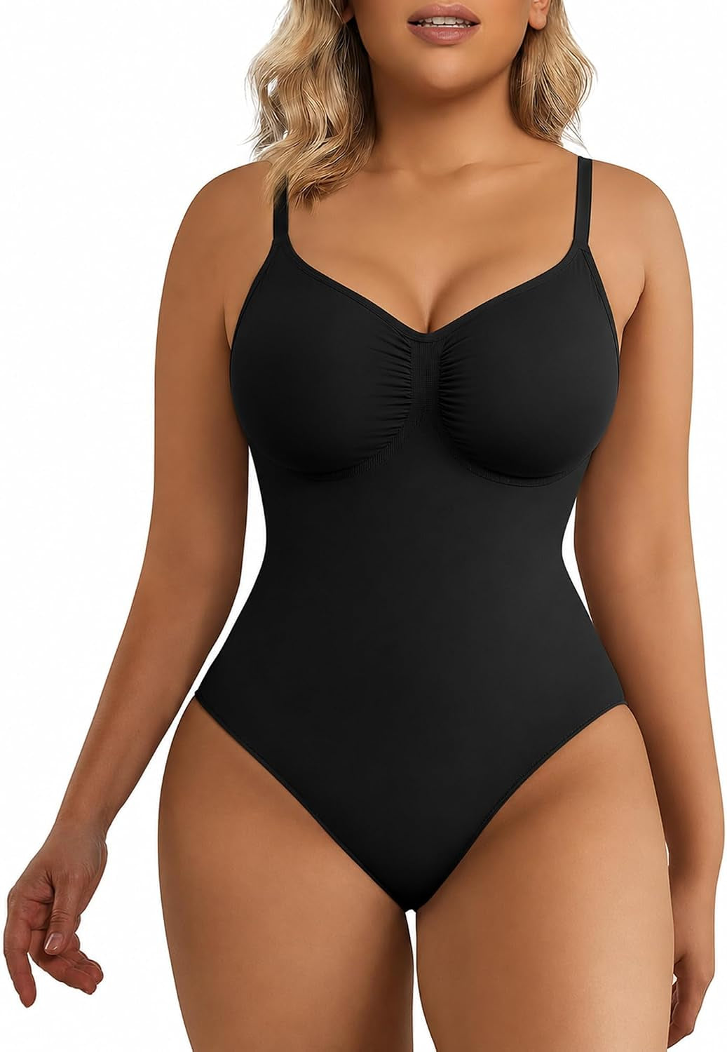 Women'S Tummy Control Shapewear Thong Bodysuit Seamless Waist Snatching Body Shaper