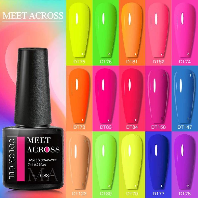 7Ml Fluorescent Gel Nail Polish Vernis Summer Neon Semi Permanent UV Gel Varnish Nail Art Manicure for Nails