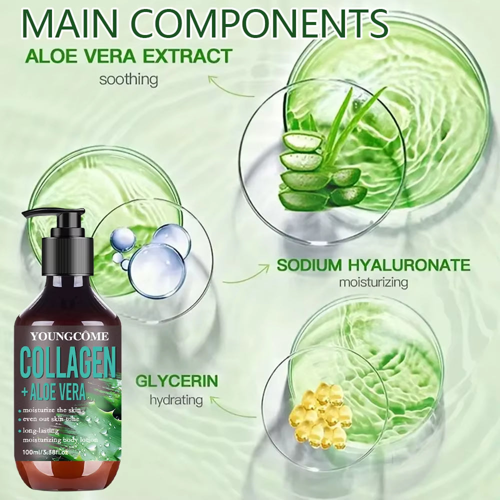 Aloe Vera Collagen Hydrating Body Lotion Improve Tighten Deeply Moisturize Fade Fine Lines Keep Lifting Body Brightening Lotion